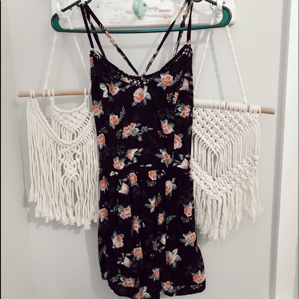Hollister Black floral romper